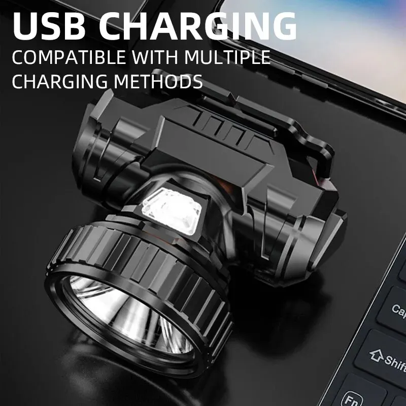 Lumière forte LED à cinq têtes - Headlamp Waterproof Rechargeable avis et prix